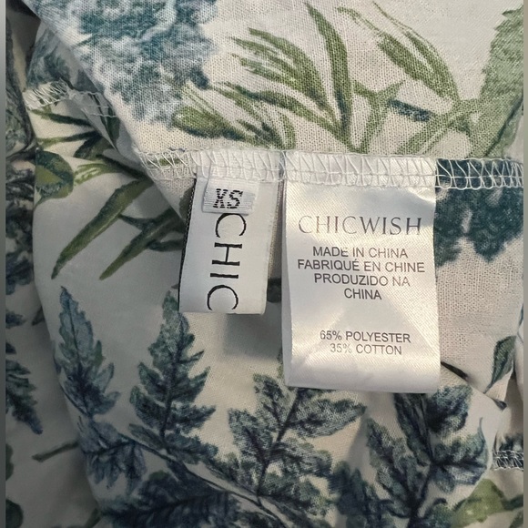 CHICWISH NATURAL LEAVES GREENERY GARDEN PRINTED OPEN BACK DRESS BLOGGER XS - Picture 7 of 11